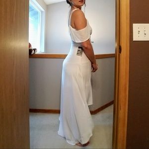 Express high low off the shoulder white dress